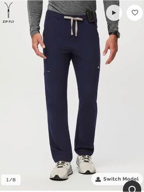 Figs Men's Navy Drawstring straight leg scrub pants